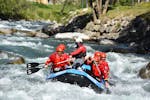 Participants are having a great time during the Rafting on the Noce River in Val di Sole.