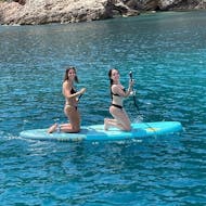 A boat trip from Ibiza goes to Formentera with SUP & snorkeling with Ibiza Nautical Excursion.