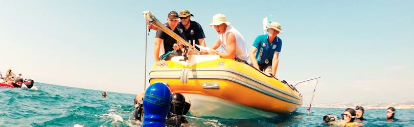 Leute machen eine Bootstour nach Antibes mit Schnorcheln und Wildtierbeobachtung mit BeFree2Dive.