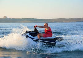 Man doing a jet ski hire in Marfa Bay in Malta with Paradise Watersports. 