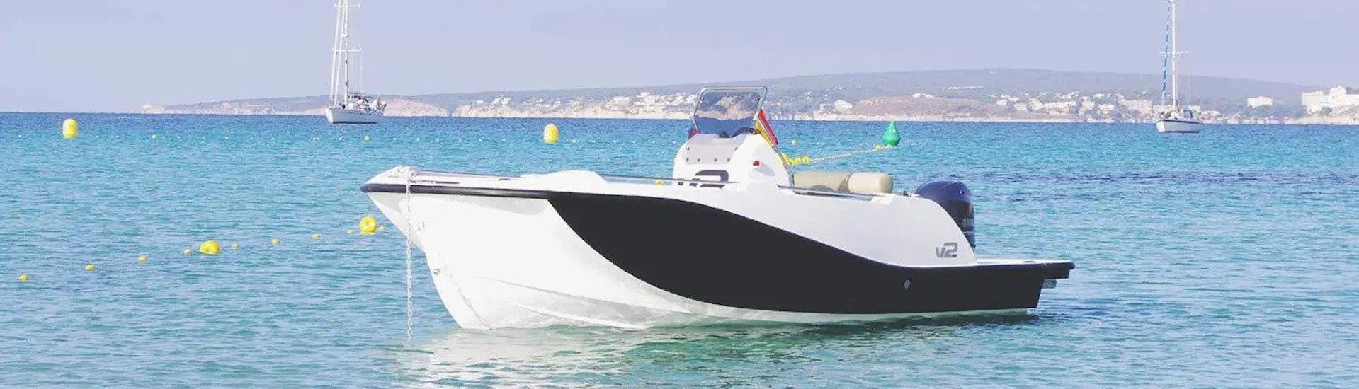 View of a boat rental in Ibiza without license from Take Off Ibiza. 