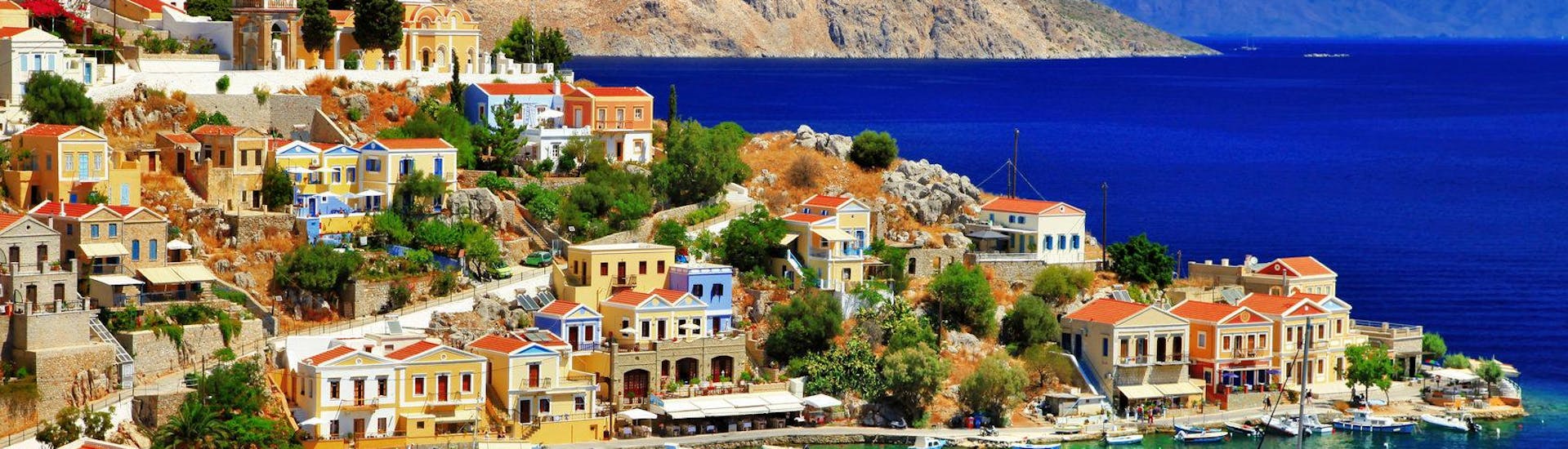 View of Symi Island during the Private Boat Trip to Symi island in Rhodes with Lunch with BOSS Cruises.