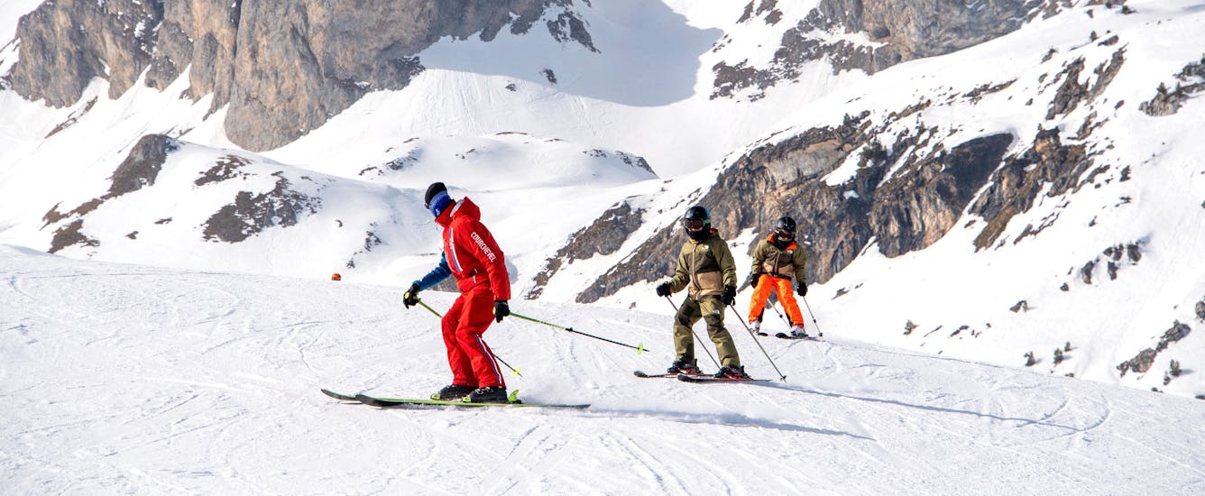 Skiers are following their instructor during their Private Ski Lessons for Kids of All Ages with ESF Courchevel 1650 - Moriond.