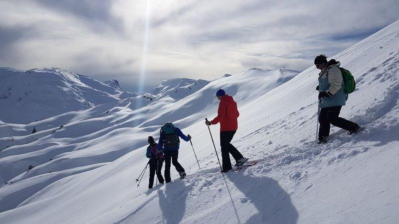 A group does a snowshoeing tour - the adventurous with Bergführer Salzburg.