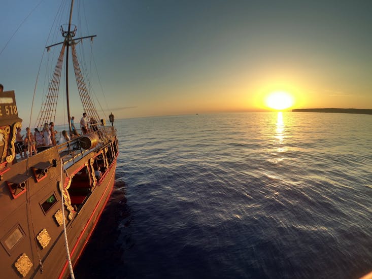 Galleon Adriana cruising during sunset boat trip with dolphin watching in Lampedusa
