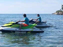 Man on jet ski's offered during the Jet Ski Hire at Beach Lanterna in Tar hosted by Jet Ski Fun 4 You Tar Croatia.