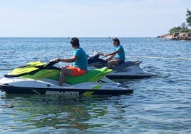 Man on jet ski's offered during the Jet Ski Hire at Beach Lanterna in Tar hosted by Jet Ski Fun 4 You Tar Croatia.