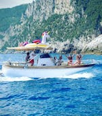 People on a boat during Private Boat Trip to Cinque Terre and Bay of Poets with Aphrodite 5 Terre Boat tours.