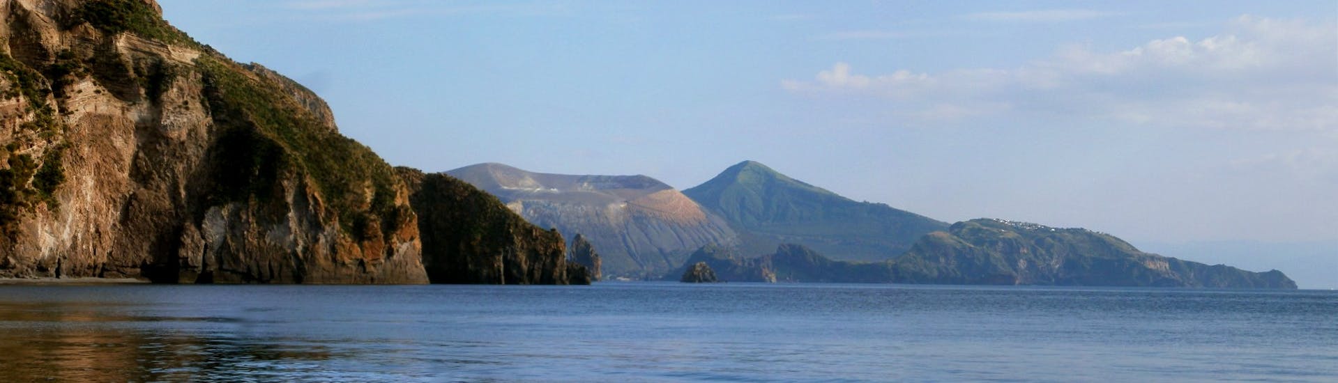 View of the islands from the sea during Boat Trip to Salina from Lipari with Clarissa Viaggi.