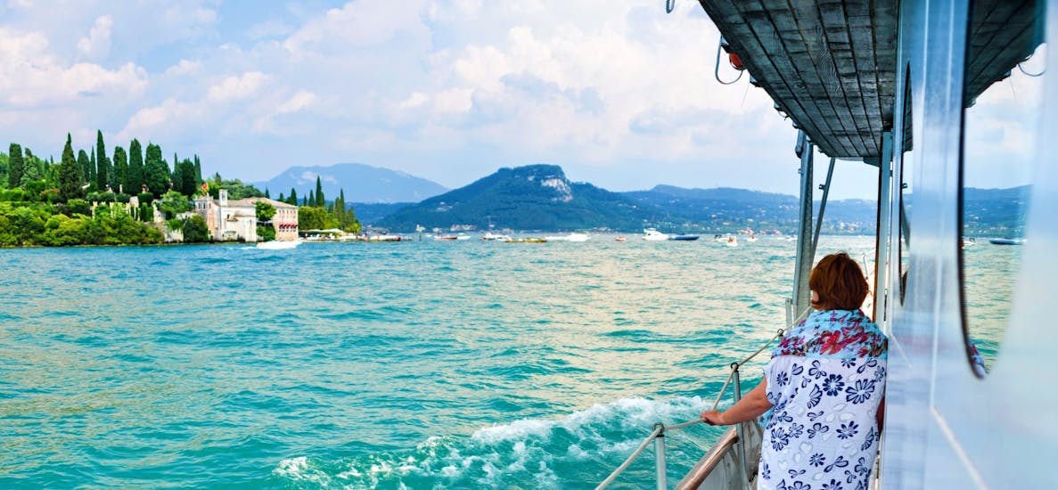 Beautiful view of the coast of Lake Garda seen from the boat with GardaVoyager.