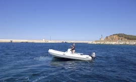 View of the Rib Boat Sea Water 500 that you can rent with our Boat Rental in Arbatax (up to 4 people) with Flamar Vacanze Arbatax.