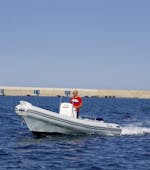 View of the Rib Boat Sea Water 550 that you can rent with our Boat Rental in Arbatax (up to 4 people) with Flamar Vacanze Arbatax.