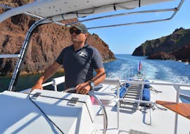 Captain during the Boat Trip to Scandola incl. Calanques of Piana with Croisière Grand Bleu Cargèse.