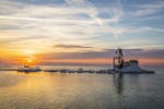 Der Sonnenuntergang während der privaten Sonnenuntergangs-Bootstour von Korfu nach Pontikonisi von Funsea Corfu.