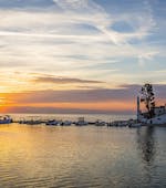 Der Sonnenuntergang während der privaten Sonnenuntergangs-Bootstour von Korfu nach Pontikonisi von Funsea Corfu.