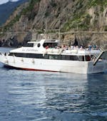 Blick auf unser Boot während der Bootsfahrt nach Elba ab Castiglione della Pescaia mit Toscana Mini Crociere.
