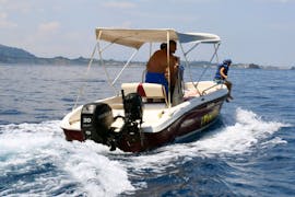 The boat used for Boat Rental in Keri (up to 7 people) with Fun@Sea Zakynthos.