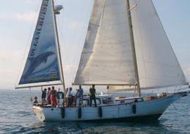 Le voilier Ocean Cruiser naviguant sur la Costa del Sol, lors d'une balade en voilier historique sur la Costa del Sol avec Ocean Cruise Malaga.