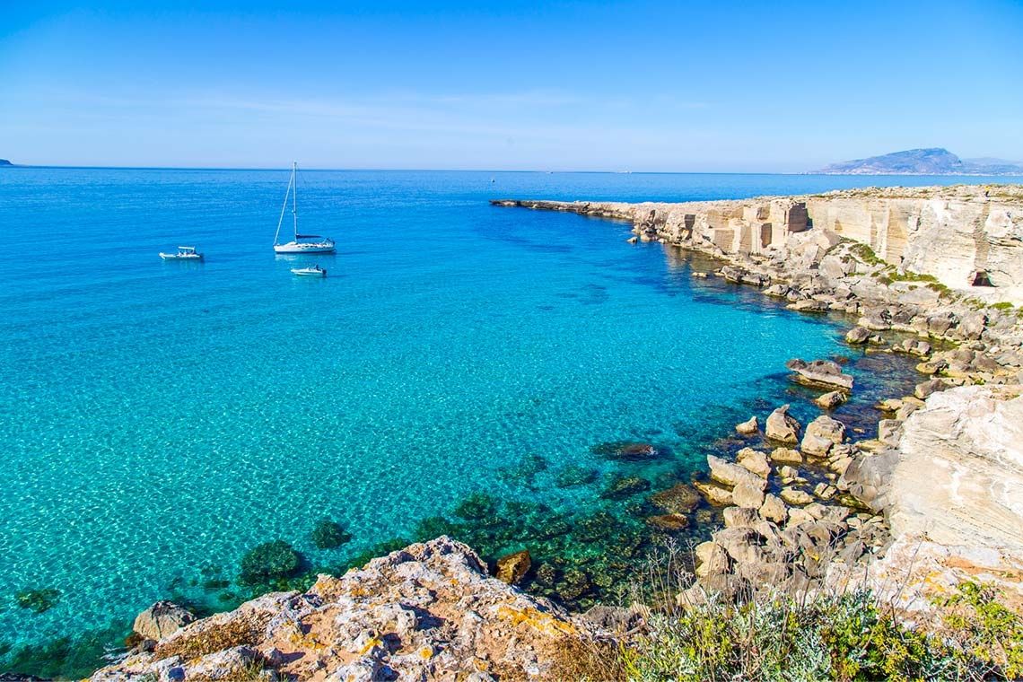 Picture of a bay of Egadi Islands during the RIB Boat Rental in Trapani (up to 12 people) with Licence.