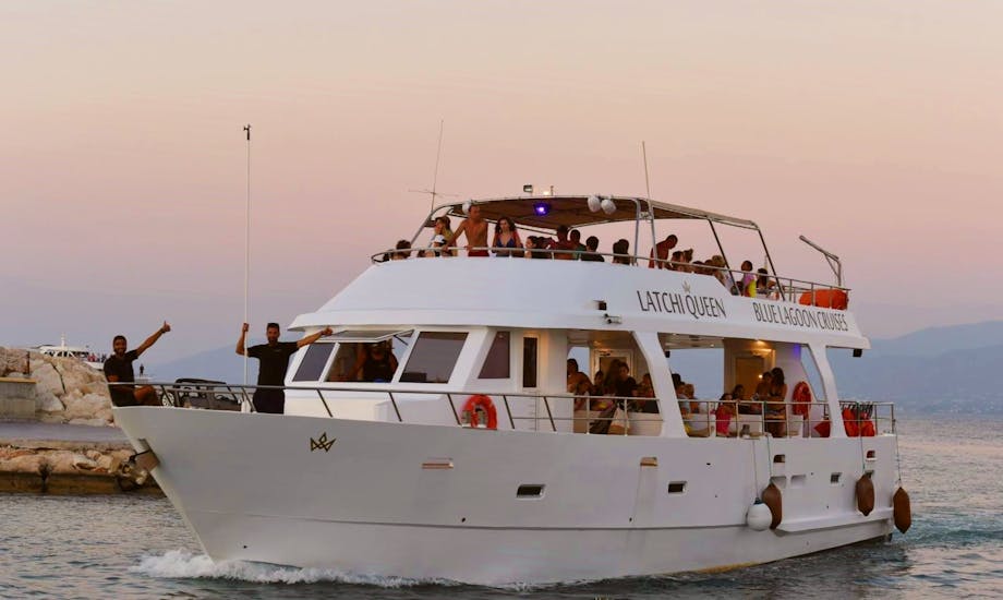The boat of the Sunset Boat Trip to the Blue Lagoon from Latchi with Latchi Queen Cyprus