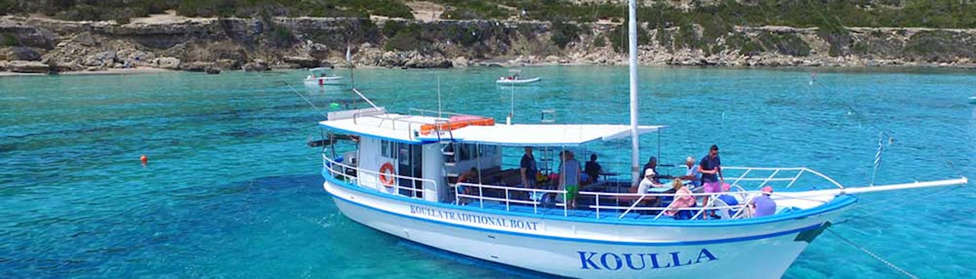 Passengers onboard the Koulla on the trip from Latchi to the Blue Lagoon with Cyprus Mini Cruises.