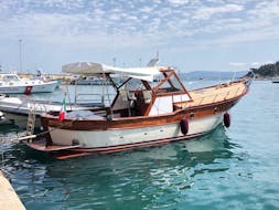 The boat that we will use during the Boat Trip to the Monte Argentario with Lunch & Snorkeling with La Favorita sul Mare Argentario.