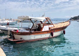 The boat that we will use during the Boat Trip to the Monte Argentario with Lunch & Snorkeling with La Favorita sul Mare Argentario.