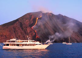 The Sciara di Fuoco during the Boat Trip to Panarea with Sunset at Stromboli from Taormina with SAT excursions Taormina.