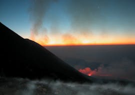 Smoke on Etna during the Sunset Excursion to Mount Etna from Taormina with SAT excursions Taormina.