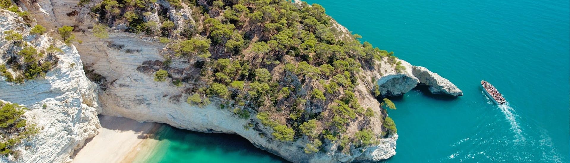 La côte du Gargano est l'une des principales attractions pendant la balade privée en bateau semi-rigide vers les grottes marines de Vieste.