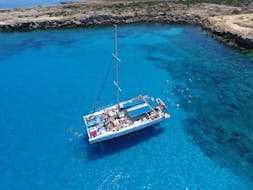 Photo pendant la balade en catamaran de Protaras au lagon bleu avec Paphos Sea Cruises.