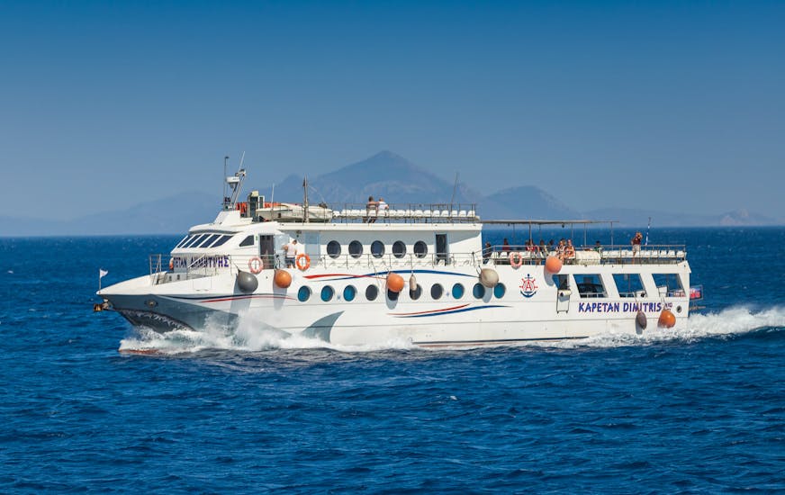 Our shark boat during the Boat Trip to Nisyros from Kardamena with Sail Away Kos.
