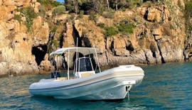 Picture of a RIB boat from the RIB boat rental service from Marina Yachting Cefalù up to 15 people with licence.