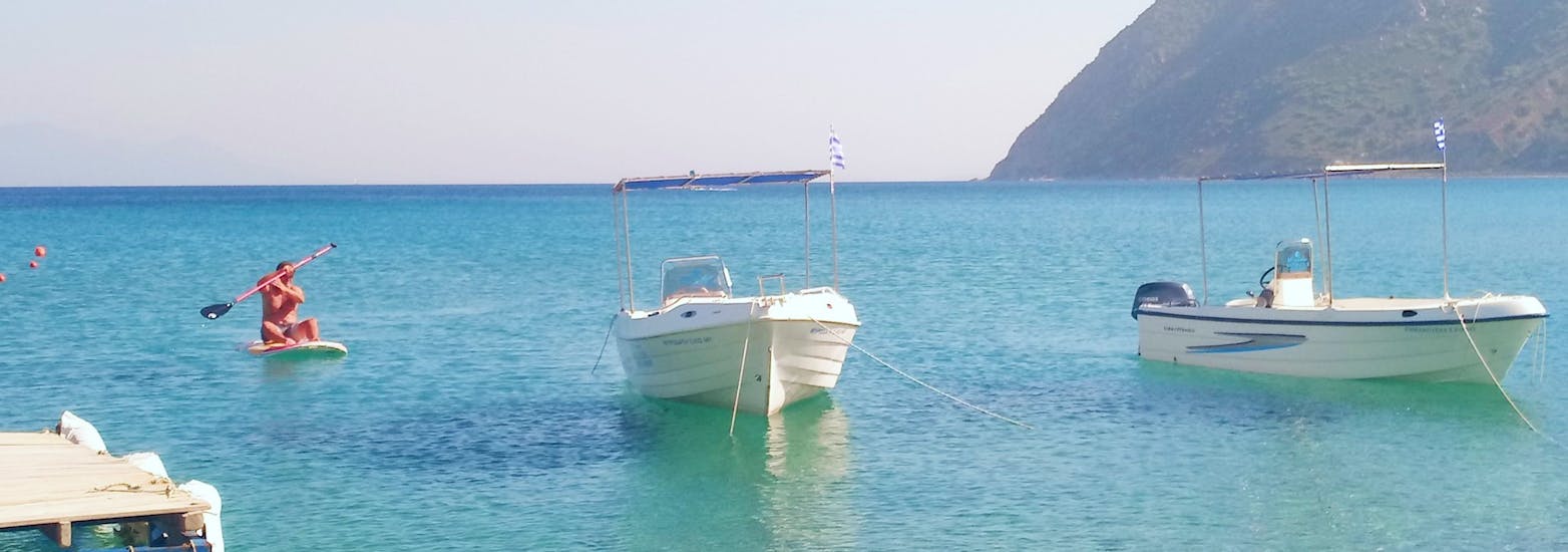 Vista durante il noleggio di SUP sulla spiaggia di Kefalos con il Water Club Poseidon Kos.