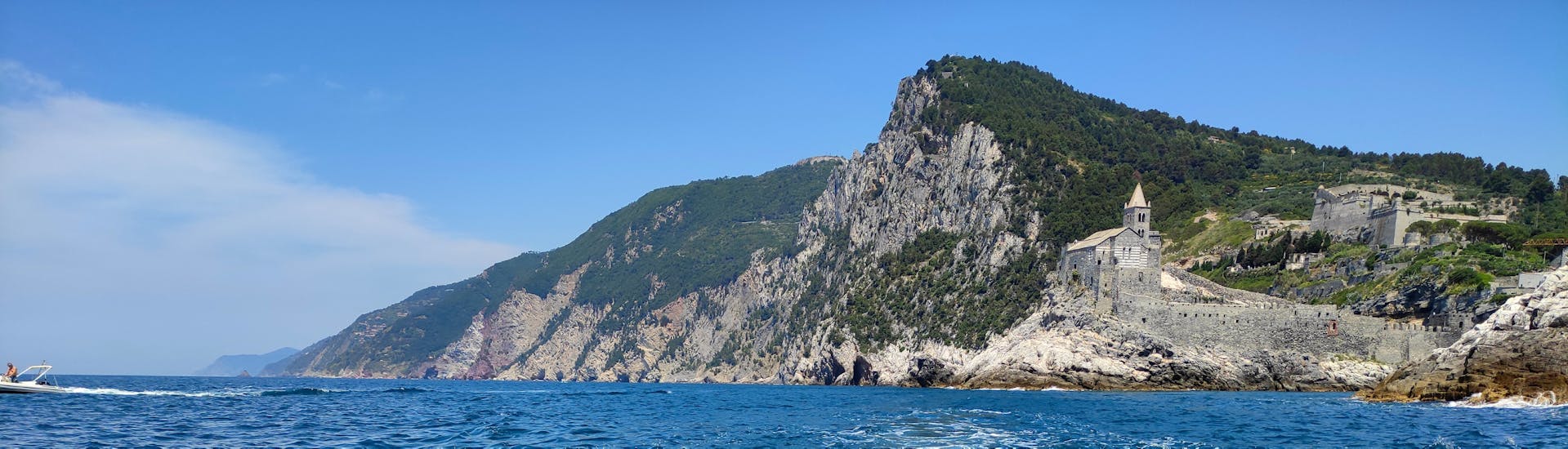 View of Porto Venere during the Boat Trip to Lerici from Porto Venere with Snorkeling with Nautical Rent Boat Tour Portovenere.