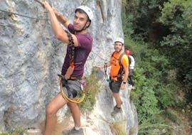 Two guys in the mountain while Canyoning on Navedo River in Picos de Europa with Cantabria Activa.