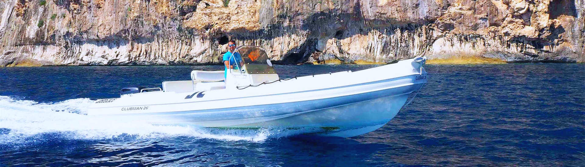 Picture of a RIB boat from East Coast Sardinia Excursion during the Private RIB Boat Trip to the Gulf of Orosei.