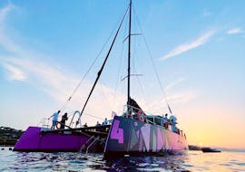 Vue lors de la Balade en catamaran au coucher du soleil dans le golfe du Morbihan avec Caseneuve Maxi Catamaran.