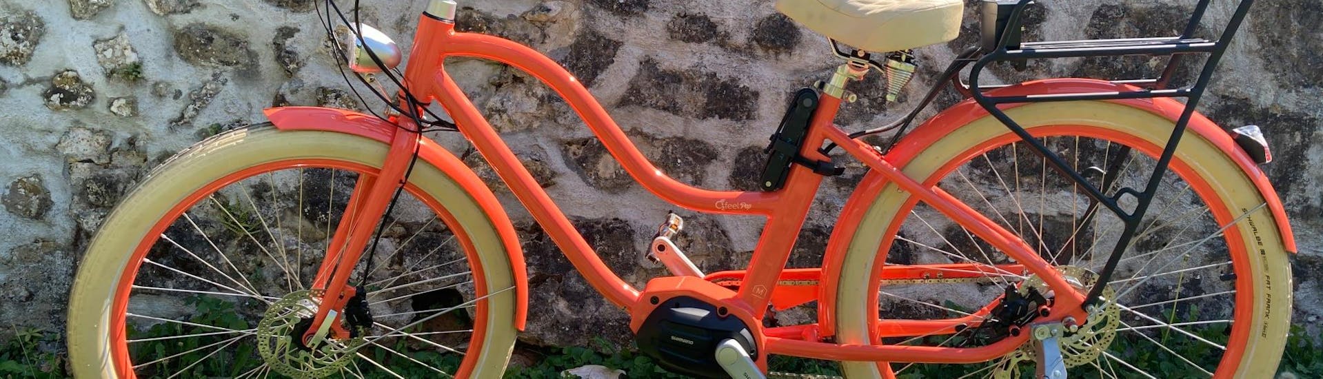 Le vélo vous attend et est prêt à être loué lors de la Location de vélo électrique autour du lac d'Annecy avec Apéritif avec Location de vélos Cayoti Veyrier-du-Lac.