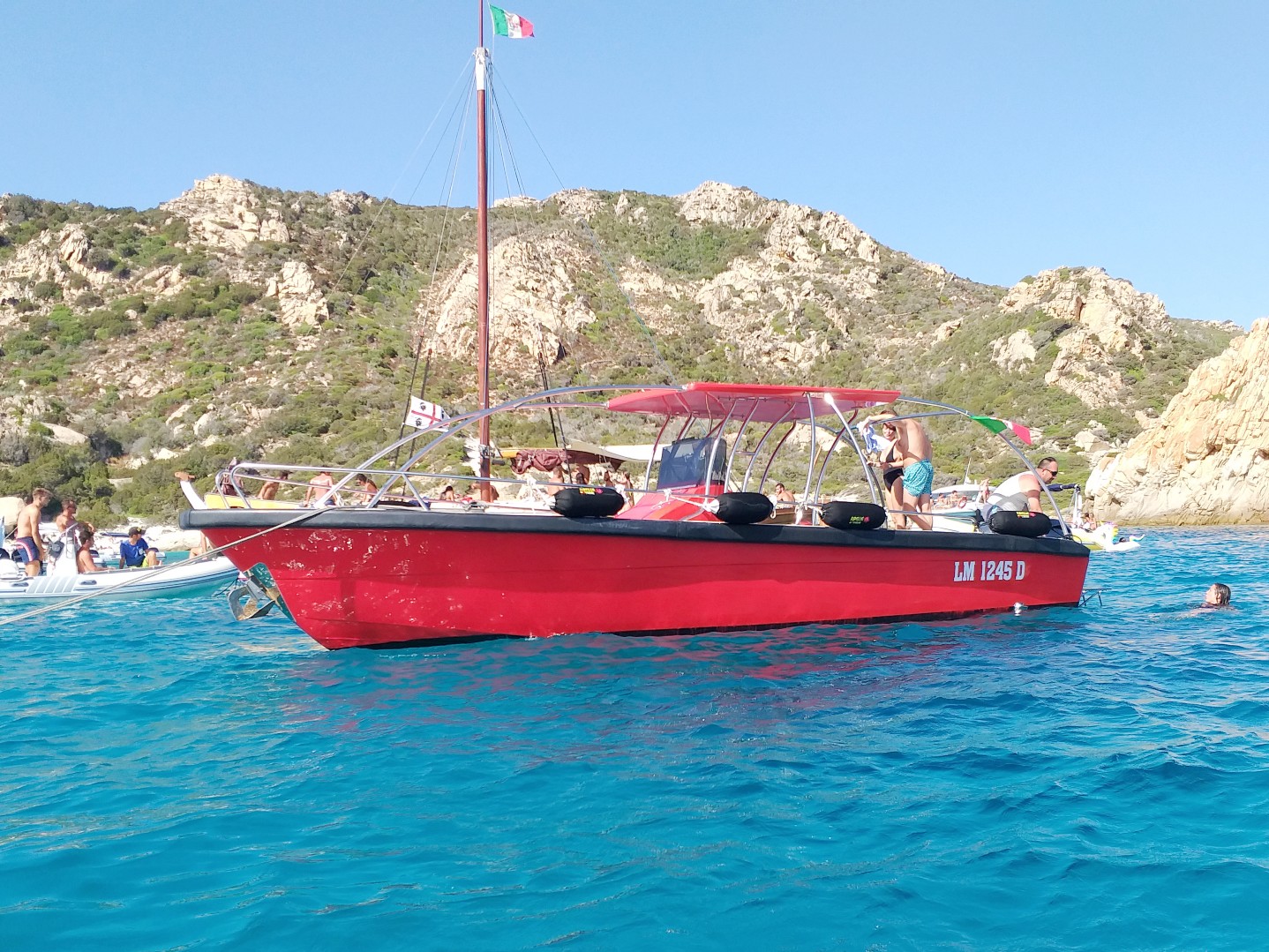 Our comfortable boat photographed during a boat trip from Palau to Caprera and La Maddalena with an aperitif with Lady Luna 2.