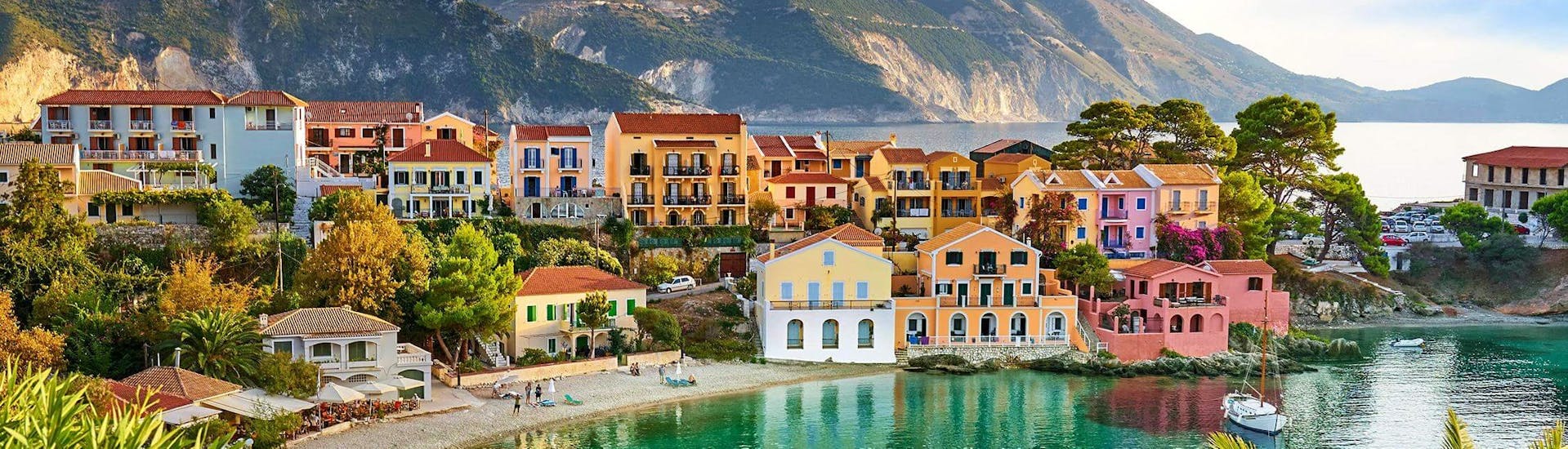 The charming little village of Sami, visited during the private boat trip from Zakynthos to Kefalonia with snorkeling with Serene Private Cruises.