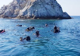 A group of participants starts our Scuba Diver (PADI) diving course in Capoliveri for beginners with Mandel Diving Center.