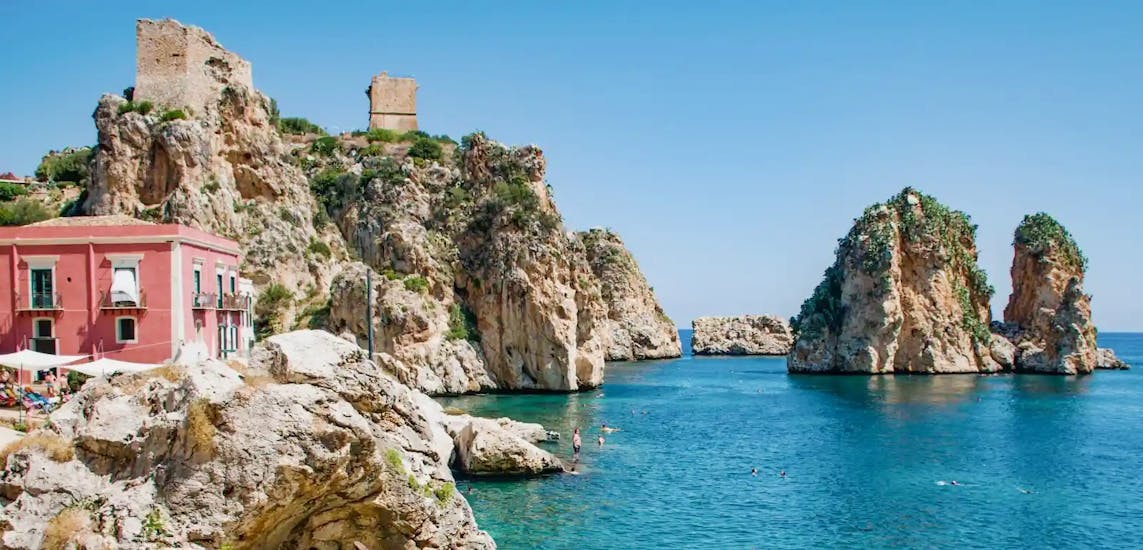 Photo of Scopello, the beautiful Sicilian edge that you can visit with a boat rental in San Vito Lo Capo (up to 6 persons) from Marina Yachting Sicily San Vito Lo Capo.