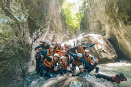 Group picture during the Canyoning in the Saxeten Canyon for Beginners with Outdoor Switzerland AG.