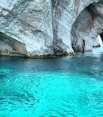 The view from the boat during the Private 1 Day Boat & Car Trip from Zakynthos to Shipwreck Beach and the Blue Caves with Abba Tours Zante.