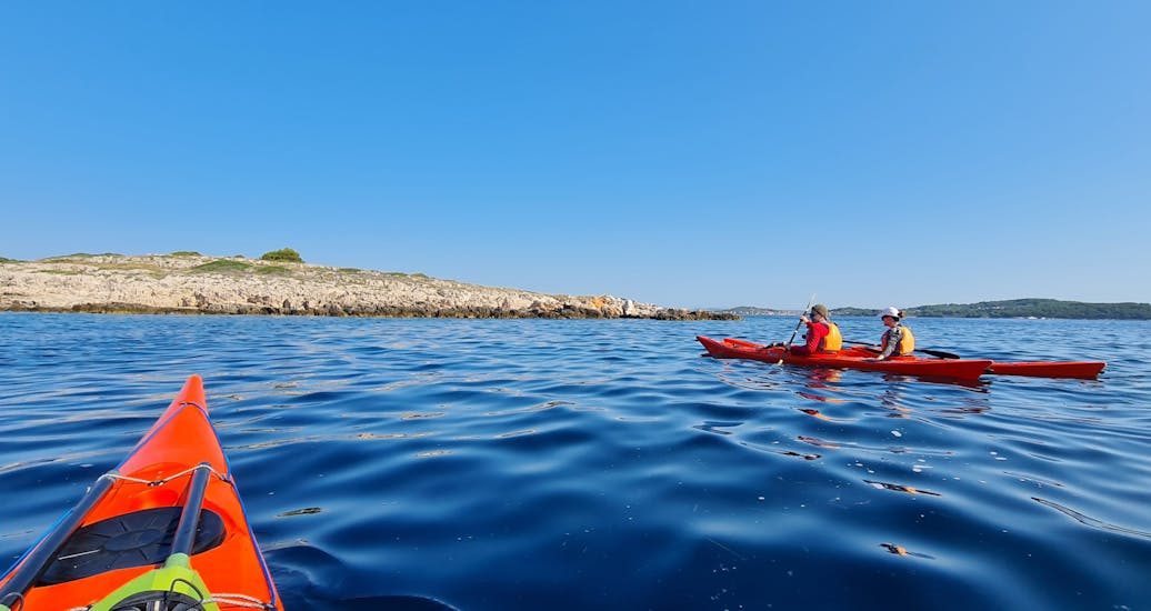 Two participants enjoying the Sea Kayak Tour from Zlarin to Prvić and Tijat - Half Day.