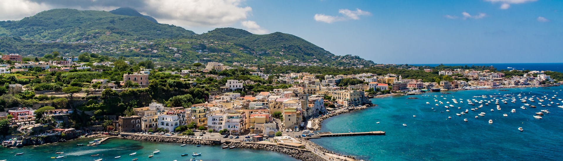 View from above of the port of Ischia during the Boat Trip around Ischia with Lunch and Swimming with Ischia Seadream.