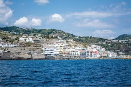 View from the boat of the city of Ischia during the Boat Trip around Ischia with Lunch and Swimming with Ischia Seadream.