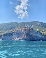 The boat of Sky Sea Charter during the Private Boat Trip from Milazzo to Vulcano and Lipari.