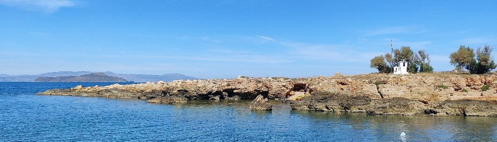 The coast of Lazaretta during a Glass-Bottom Boat Trip to Thodorou and Lazaretta.